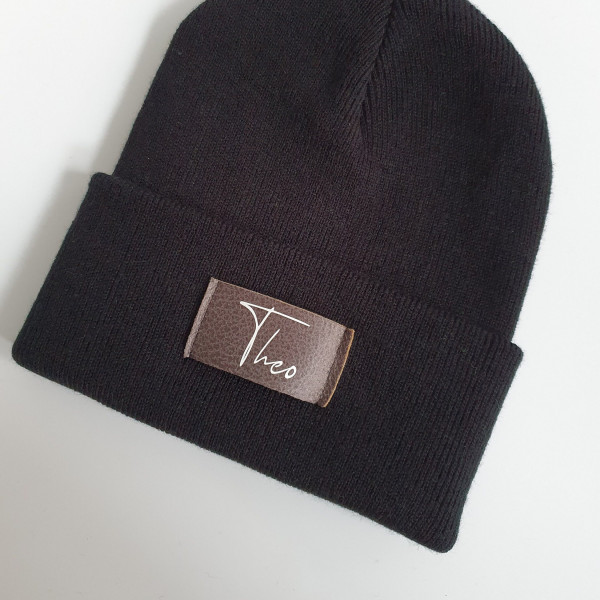 Schwarze Kinder Mütze personalisiert | Hipster Beanie | Mütze | Wintermütze | Mütze mit Namen | Herbst – Bild 3