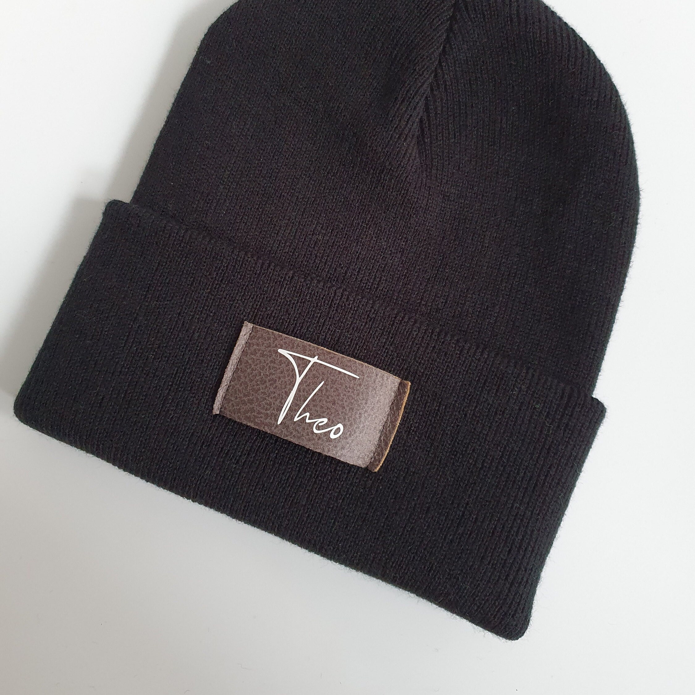 Schwarze Kinder Mütze personalisiert | Hipster Beanie | Mütze | Wintermütze | Mütze mit Namen | Herbst – Bild 3