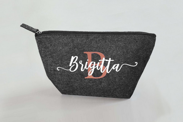 Personalisierte Kulturtasche aus Filz 19x18x9 cm | Kosmetiktasche mit Namen | Wickeltasche | Schminktasche | Geschenk | Beauty Bag – Bild 2