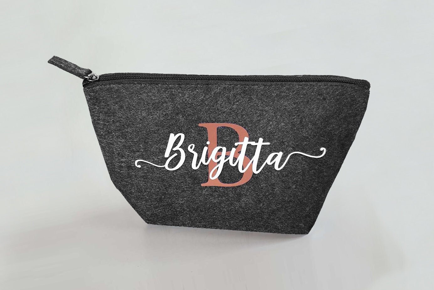 Personalisierte Kulturtasche aus Filz 19x18x9 cm | Kosmetiktasche mit Namen | Wickeltasche | Schminktasche | Geschenk | Beauty Bag – Bild 2