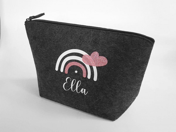 Personalisierte Tasche aus Filz 19x18x9 cm | Kulturtasche | Wickeltasche | Kosmetiktasche | Krimskrams-Tasche | Schminktasche | Geschenk – Bild 2