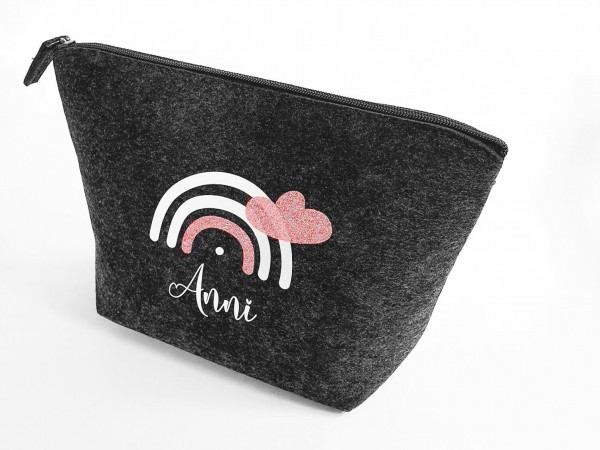 Personalisierte Tasche aus Filz 19x18x9 cm | Kulturtasche | Wickeltasche | Kosmetiktasche | Krimskrams-Tasche | Schminktasche | Geschenk – Bild 6