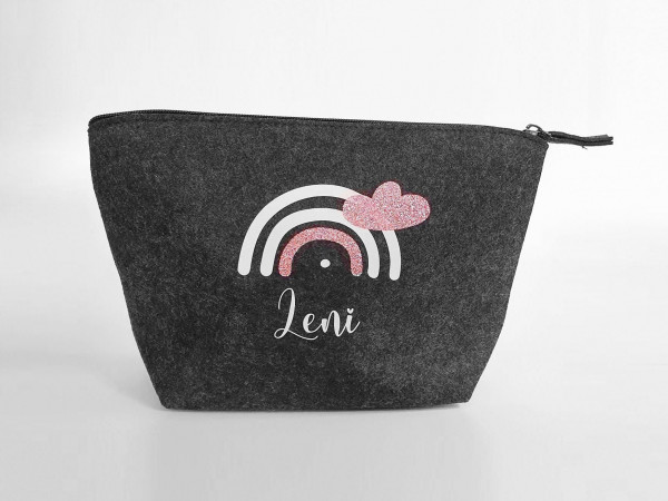 Personalisierte Tasche aus Filz 19x18x9 cm | Kulturtasche | Wickeltasche | Kosmetiktasche | Krimskrams-Tasche | Schminktasche | Geschenk – Bild 7