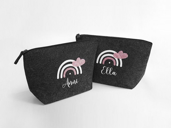Personalisierte Tasche aus Filz 19x18x9 cm | Kulturtasche | Wickeltasche | Kosmetiktasche | Krimskrams-Tasche | Schminktasche | Geschenk – Bild 9