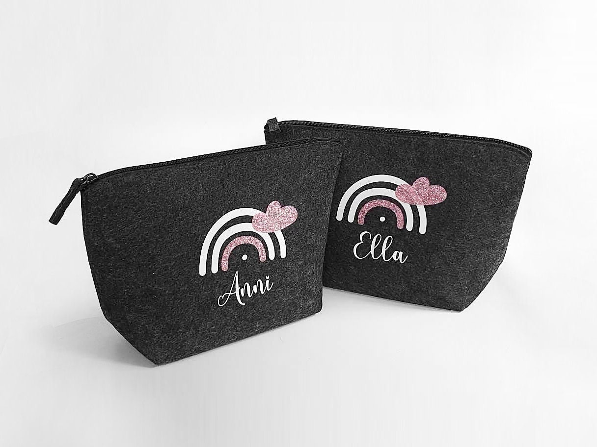 Personalisierte Tasche aus Filz 19x18x9 cm | Kulturtasche | Wickeltasche | Kosmetiktasche | Krimskrams-Tasche | Schminktasche | Geschenk – Bild 9