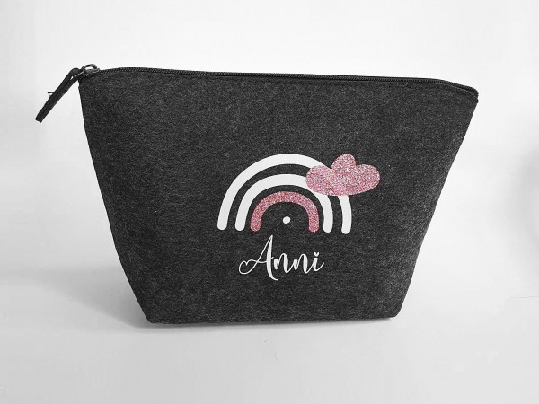 Personalisierte Tasche aus Filz 19x18x9 cm | Kulturtasche | Wickeltasche | Kosmetiktasche | Krimskrams-Tasche | Schminktasche | Geschenk – Bild 4