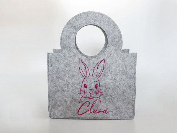 Personalisierte Oster-Tasche aus Filz 27 x 13 x 21 cm | Hase mit Sonnenbrille | Tasche mit Namen | Ostertasche | Geschenk | Ostern – Bild 3