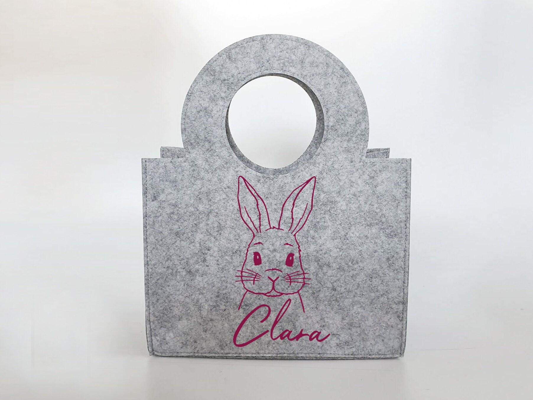 Personalisierte Oster-Tasche aus Filz 27 x 13 x 21 cm | Hase mit Sonnenbrille | Tasche mit Namen | Ostertasche | Geschenk | Ostern – Bild 3