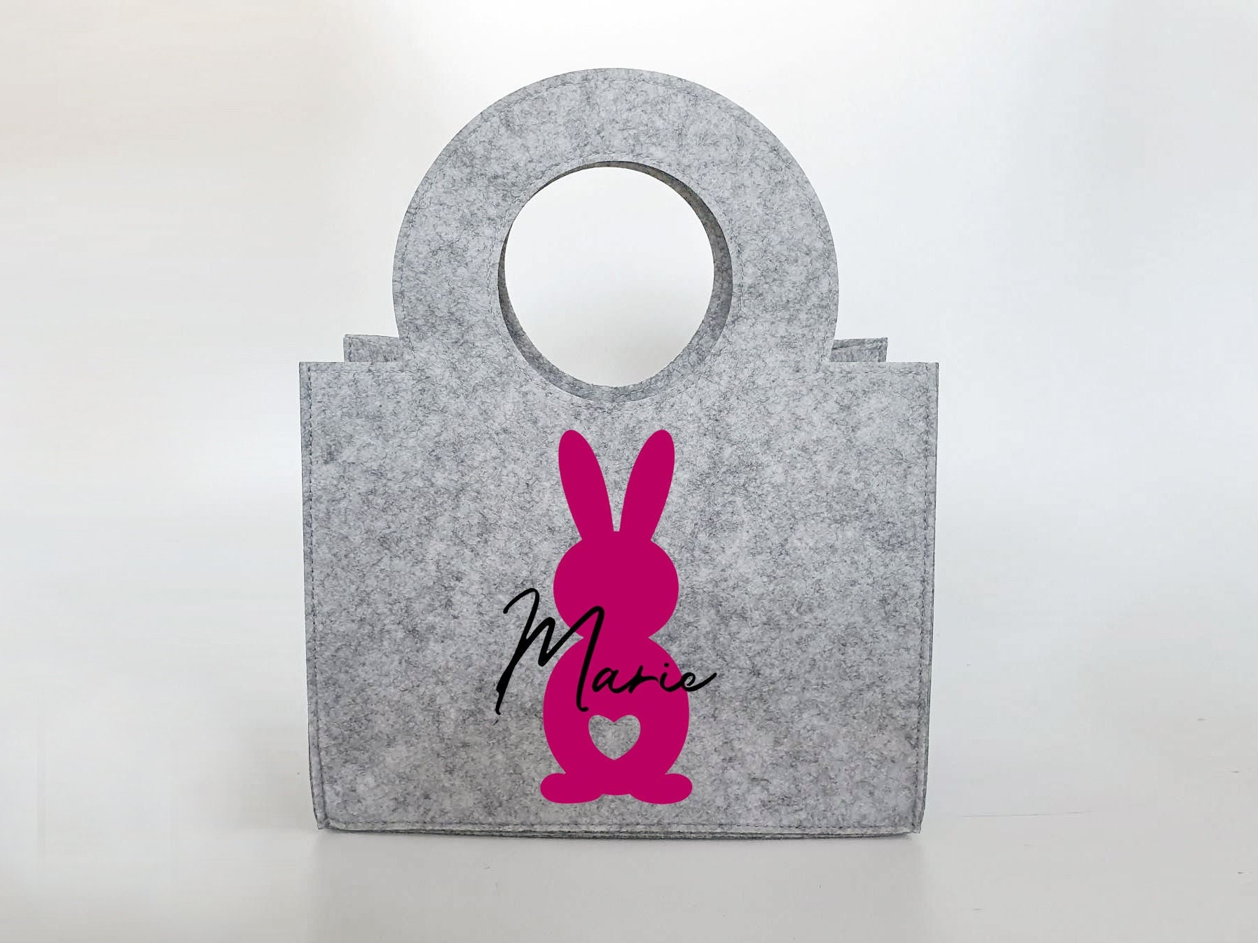 Personalisiertes Osterkörbchen aus Filz 27 x 13 x 21 cm | Tasche mit Namen | Ostertasche | Osterkorb | Geschenk | Ostern – Bild 2