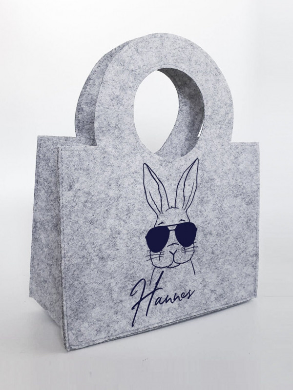 Personalisierte Oster-Tasche aus Filz 27 x 13 x 21 cm | Hase mit Sonnenbrille | Tasche mit Namen | Ostertasche | Geschenk | Ostern – Bild 8