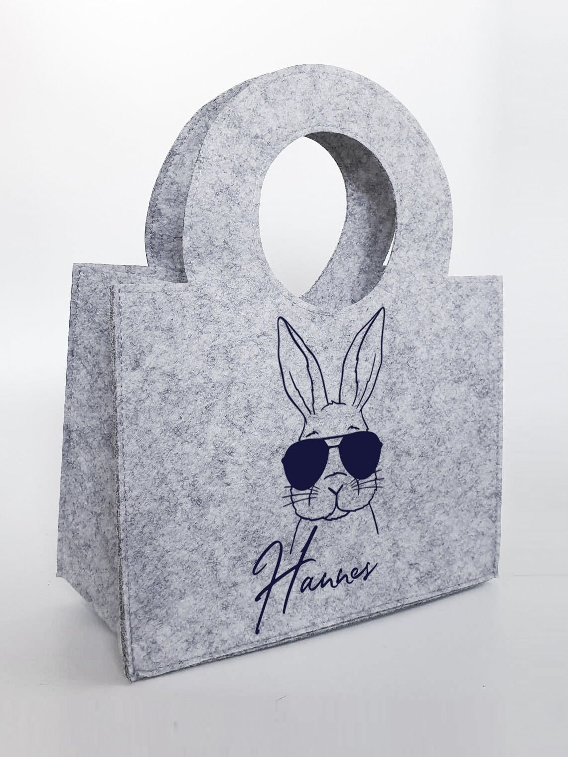 Personalisierte Oster-Tasche aus Filz 27 x 13 x 21 cm | Hase mit Sonnenbrille | Tasche mit Namen | Ostertasche | Geschenk | Ostern – Bild 8