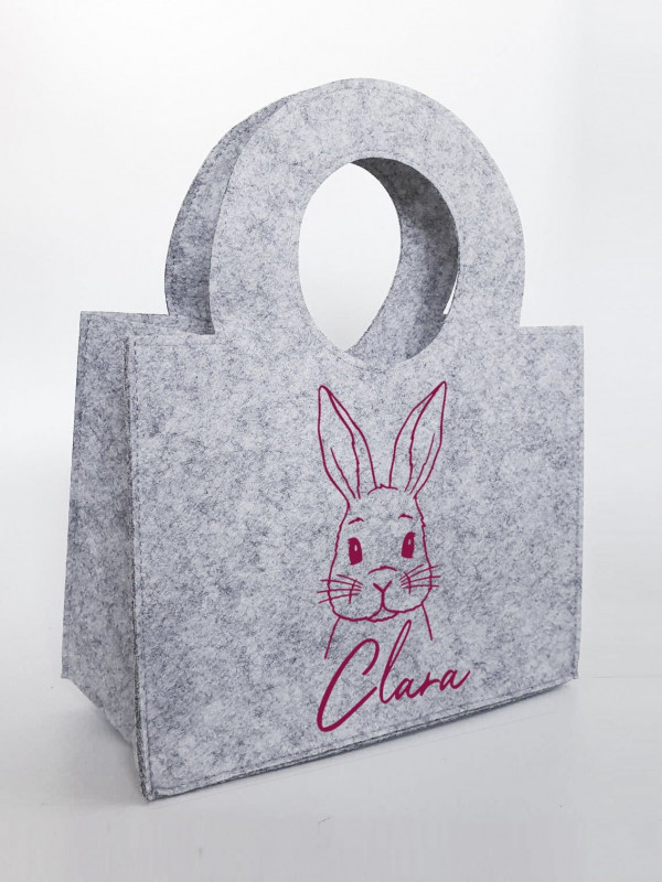 Personalisierte Oster-Tasche aus Filz 27 x 13 x 21 cm | Hase mit Sonnenbrille | Tasche mit Namen | Ostertasche | Geschenk | Ostern – Bild 7