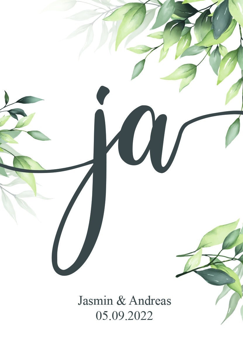 Personalisiertes Hochzeits Poster | Hochzeit | Wedding | Ja | Geschenk | Plakat | Bild | Name | Geschenk | Paar | persönlich | Eukalyptus