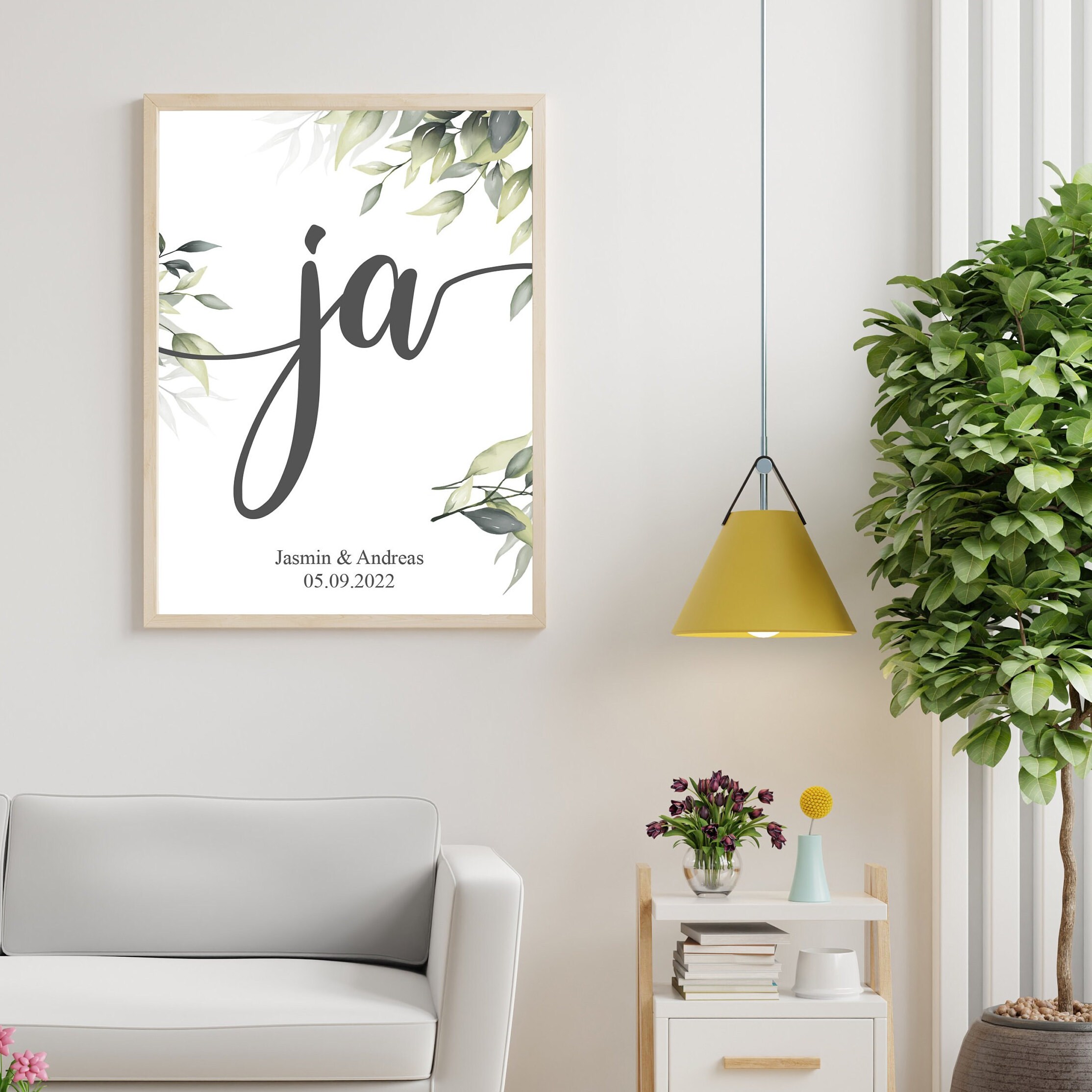 Personalisiertes Hochzeits Poster | Hochzeit | Wedding | Ja | Geschenk | Plakat | Bild | Name | Geschenk | Paar | persönlich | Eukalyptus – Bild 3