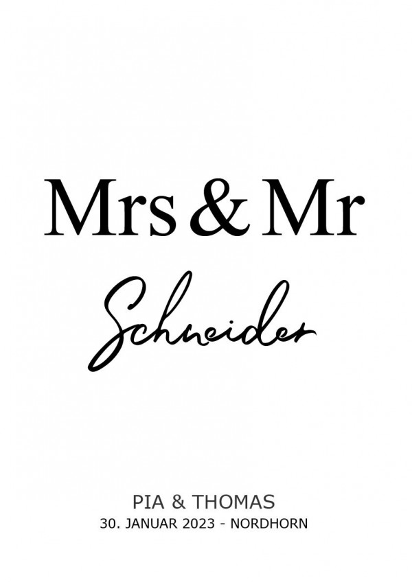 Personalisiertes Hochzeits Poster | Mr & Mrs | Hochzeit | Wedding | Geschenk | Plakat | Bild | Name | Geschenk | Paar | Mrs/Mr und Mrs/Mr – Bild 4