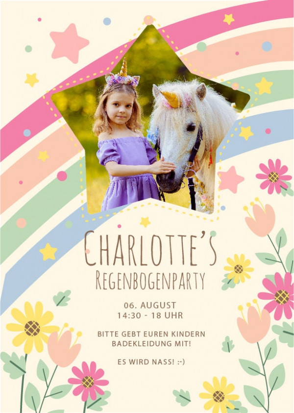 Digitale Einladung mit Foto zum Geburtstag - Karte - Whats App, EMail oder zum ausdrucken - Party - Einladungskarte - Personalisiert – Bild 3