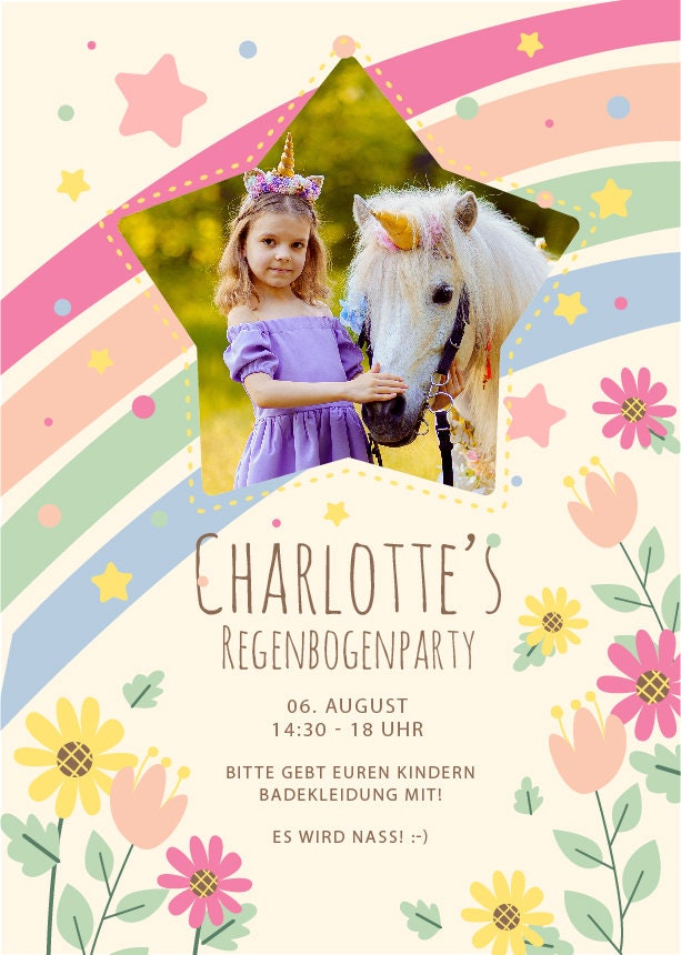 Digitale Einladung mit Foto zum Geburtstag - Karte - Whats App, EMail oder zum ausdrucken - Party - Einladungskarte - Personalisiert