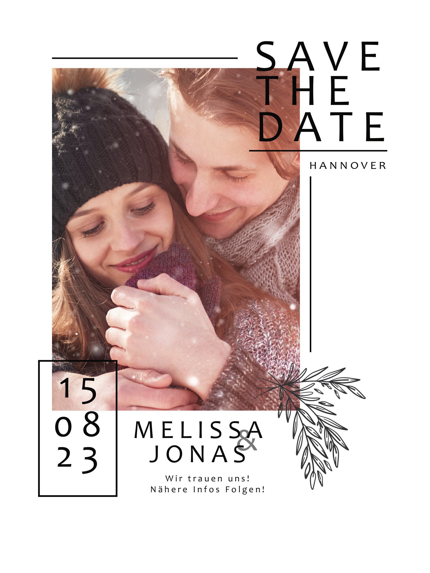 Digitale Save the Date Karte - Whats App, EMail oder zum ausdrucken - Einladung - Einladungskarte - Personalisiert - Hochzeit – Bild 3