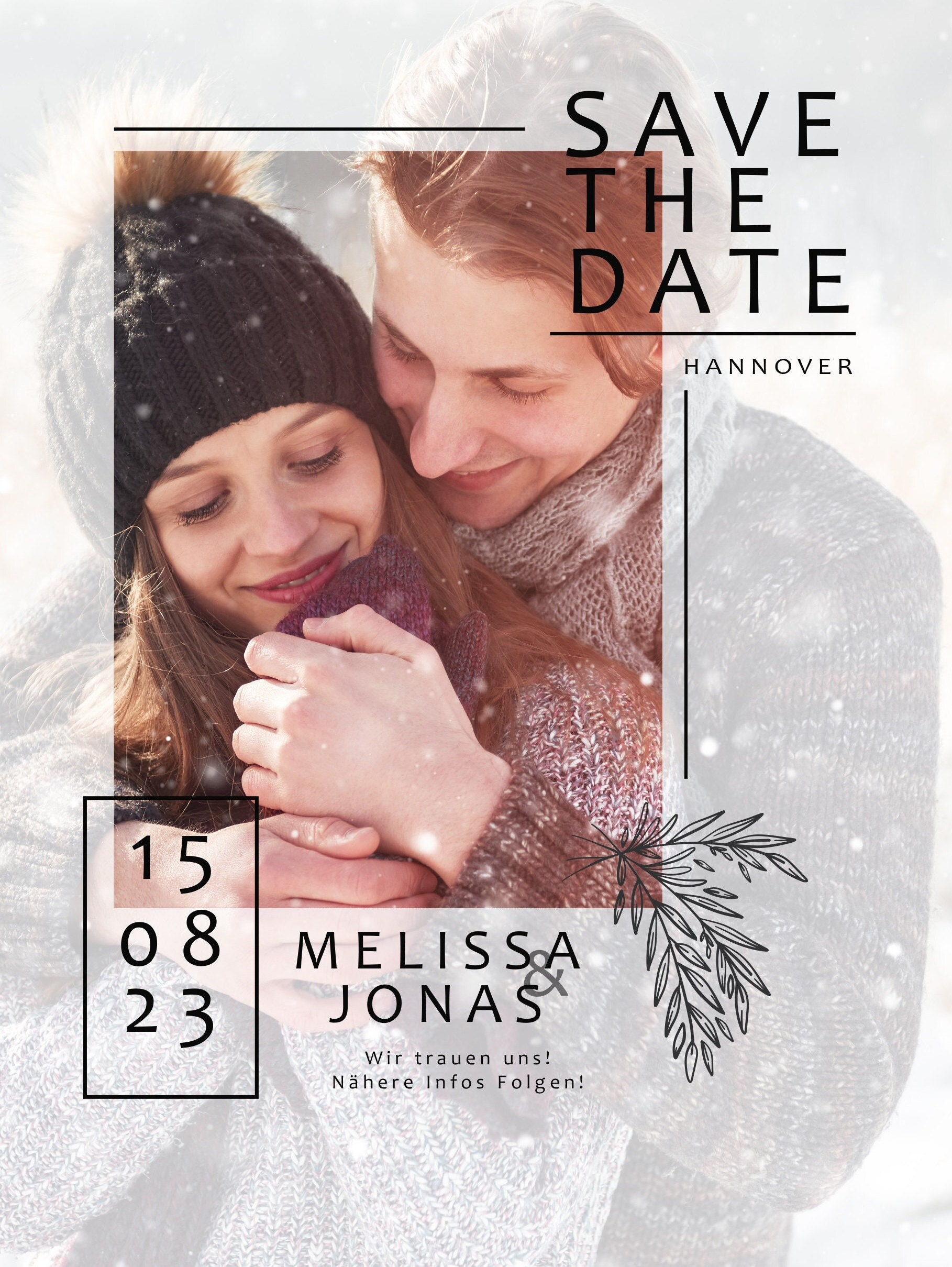 Digitale Save the Date Karte - Whats App, EMail oder zum ausdrucken - Einladung - Einladungskarte - Personalisiert - Hochzeit – Bild 2