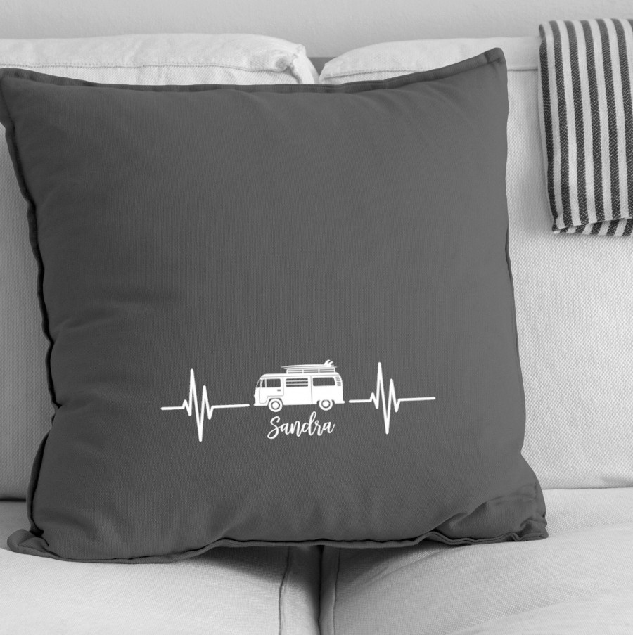 Camping - Bulli Kissenhülle 50 x 50 cm personalisiert | Kissenbezug | Camping | Bus
