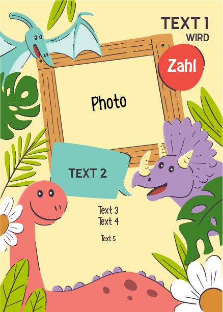 Digitale Einladung mit Foto zum Geburtstag - Karte - Whats App, EMail oder zum ausdrucken - Dinoparty - Einladungskarte - Personalisiert – Bild 5