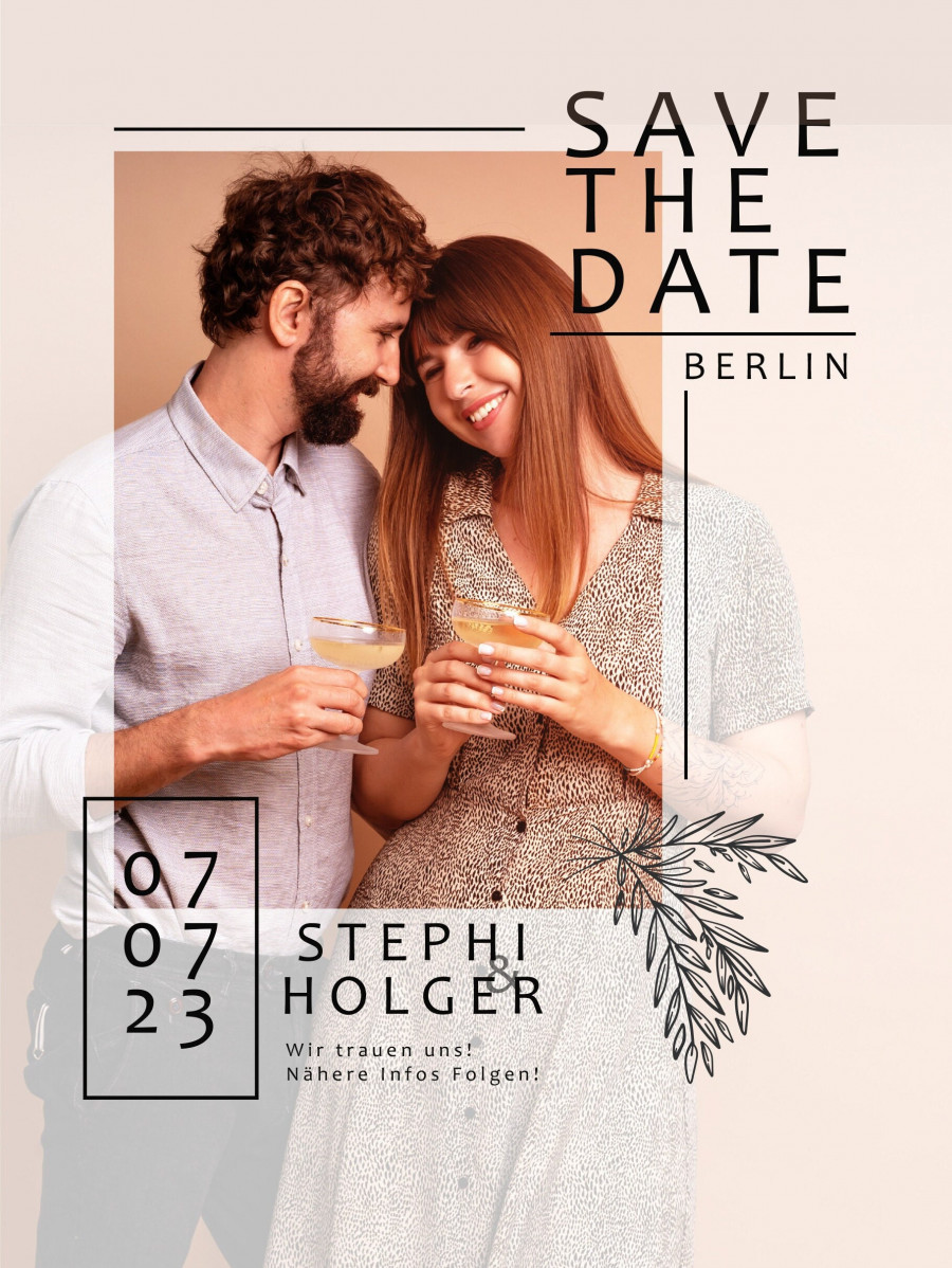 Digitale Save the Date Karte - Whats App, EMail oder zum ausdrucken - Einladung - Einladungskarte - Personalisiert - Hochzeit