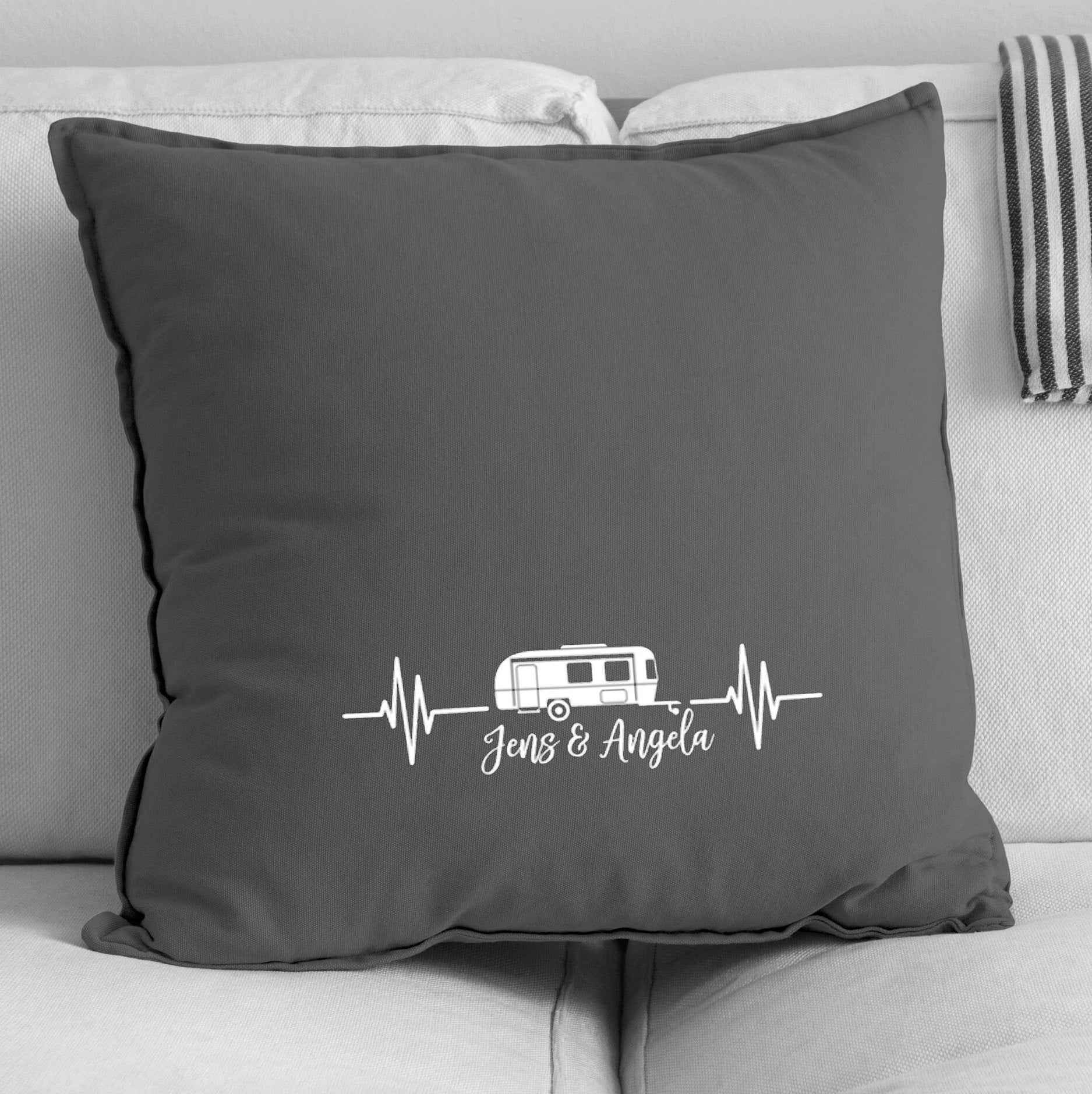 Camping – Wohnwagen Kissenhülle 50 x 50 cm personalisiert | Kissenbezug | Camping | Wohnmobil |
