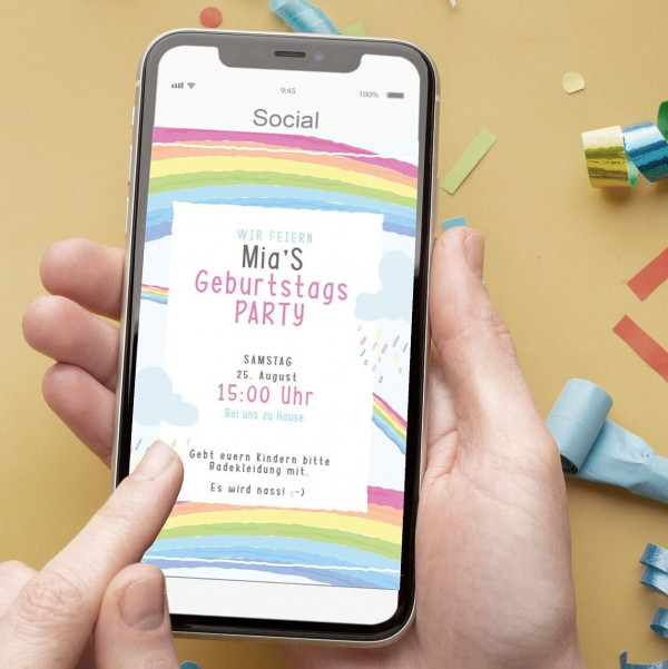 Digitale Einladung zum Geburtstag - Karte - Whats App, EMail oder zum ausdrucken - Party - Einladungskarte - Personalisiert – Bild 1