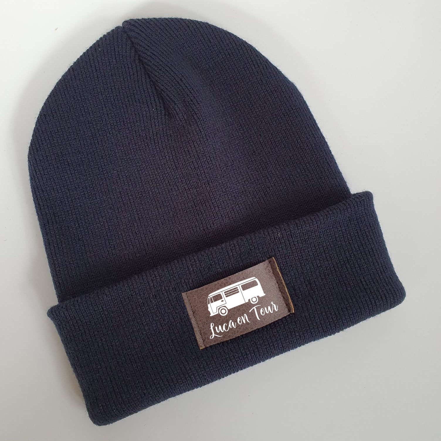 Camping Mütze personalisiert | Hipster Beanie | Mütze | Wintermütze | Blaue Mütze mit Namen | Kinder und/oder Erwachsene | Wohnwagen | Bulli – Bild 4