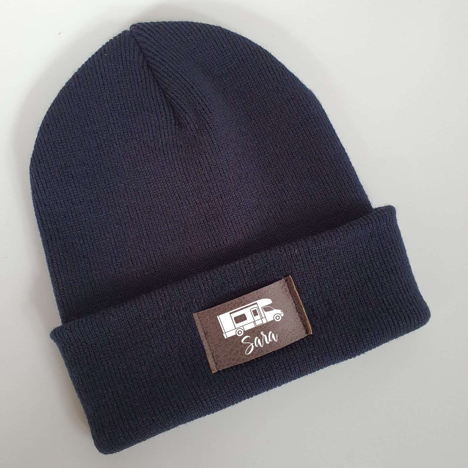 Camping Mütze personalisiert | Hipster Beanie | Mütze | Wintermütze | Blaue Mütze mit Namen | Kinder und/oder Erwachsene | Wohnwagen | Bulli – Bild 5