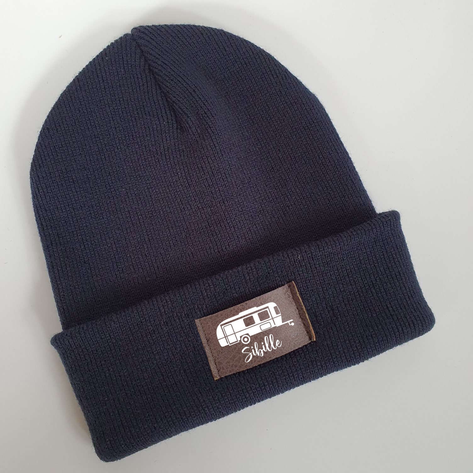 Camping Mütze personalisiert | Hipster Beanie | Mütze | Wintermütze | Blaue Mütze mit Namen | Kinder und/oder Erwachsene | Wohnwagen | Bulli – Bild 7