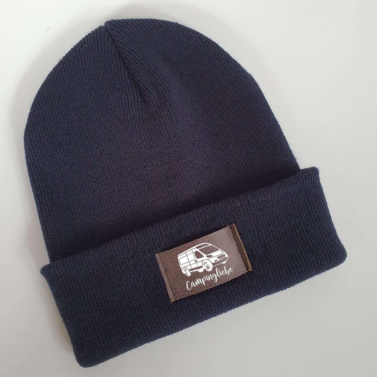Camping Mütze personalisiert | Hipster Beanie | Mütze | Wintermütze | Blaue Mütze mit Namen | Kinder und/oder Erwachsene | Wohnwagen | Bulli – Bild 9