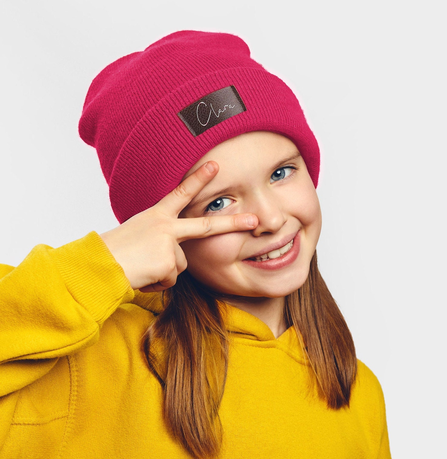 Kinder Mütze personalisiert | Hipster Beanie | Mütze | Wintermütze | Pinke Mütze mit Namen | Herbst