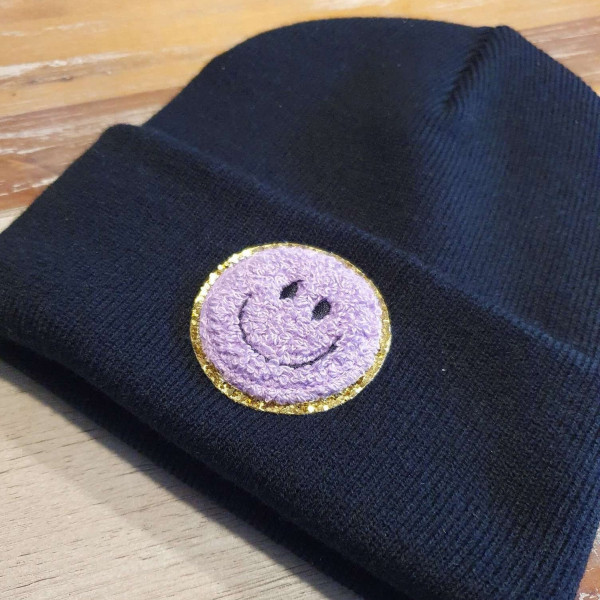 Blaue Kinder Mütze SMILEY | Hipster Beanie | Mütze | Wintermütze | Blaue Mütze mit Smiley | Herbst – Bild 4