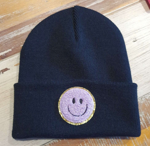 Blaue Kinder Mütze SMILEY | Hipster Beanie | Mütze | Wintermütze | Blaue Mütze mit Smiley | Herbst – Bild 5