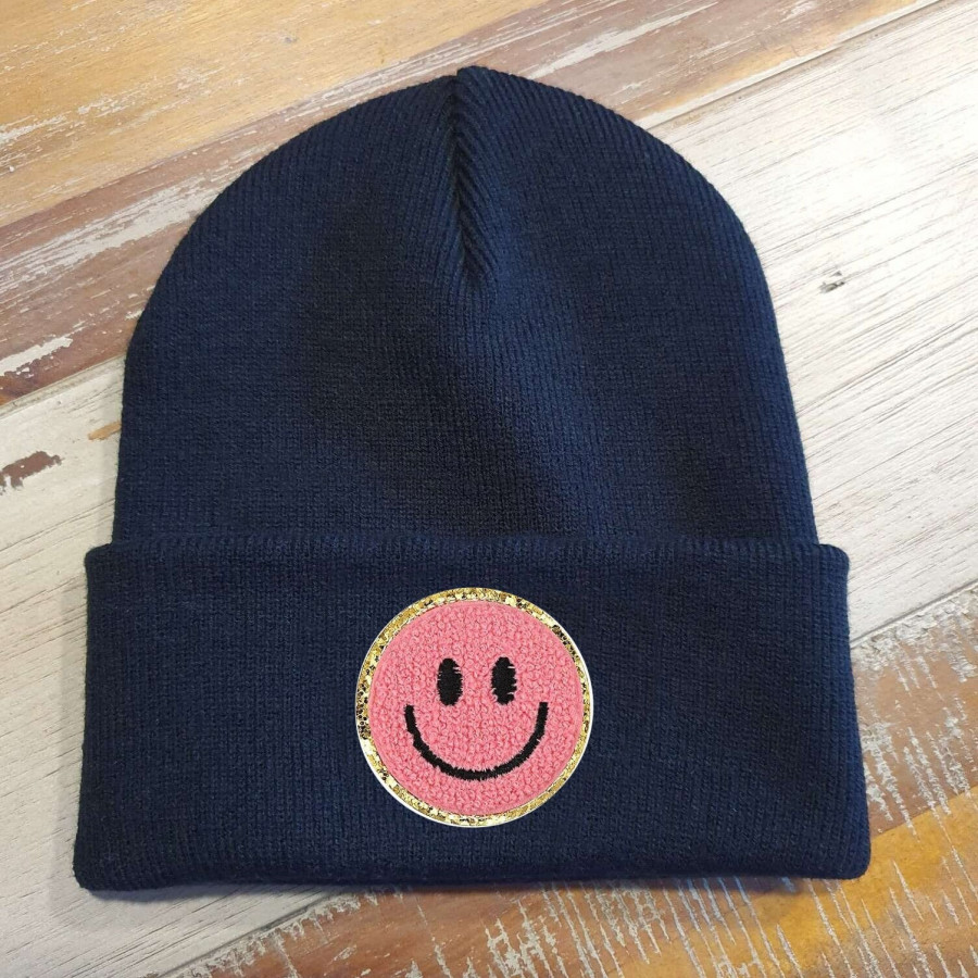 Blaue Kinder Mütze SMILEY | Hipster Beanie | Mütze | Wintermütze | Blaue Mütze mit Smiley | Herbst