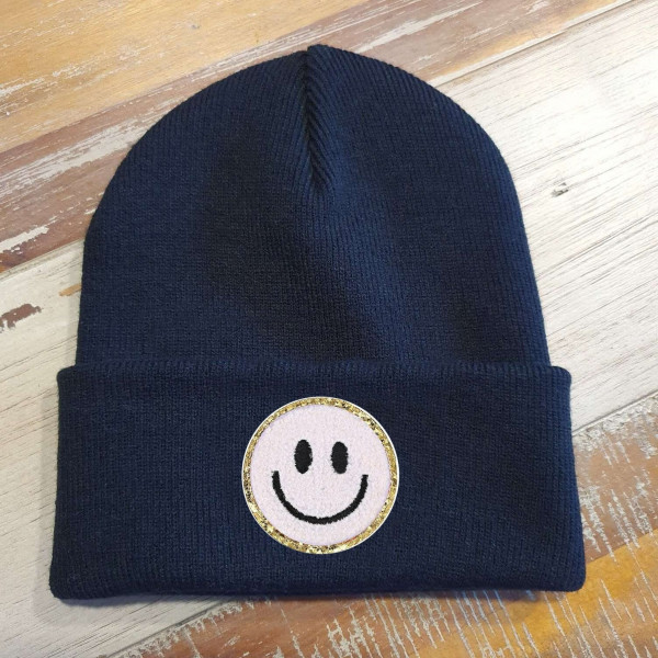 Blaue Kinder Mütze SMILEY | Hipster Beanie | Mütze | Wintermütze | Blaue Mütze mit Smiley | Herbst – Bild 7