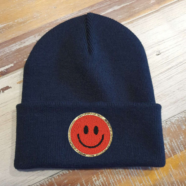 Blaue Kinder Mütze SMILEY | Hipster Beanie | Mütze | Wintermütze | Blaue Mütze mit Smiley | Herbst – Bild 9