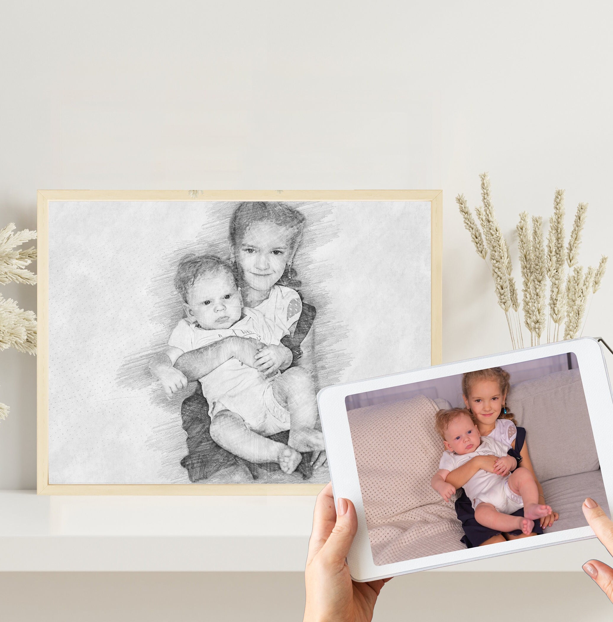 Personalisierte Bleistift Zeichnung vom Foto | Digitale Skizze | Bleistiftzeichnung | Personalisiert | Bleistiftskizze | Poster – Bild 5