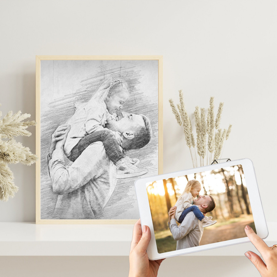 Personalisierte Bleistift Zeichnung vom Foto | Digitale Skizze | Bleistiftzeichnung | Personalisiert | Bleistiftskizze | Poster