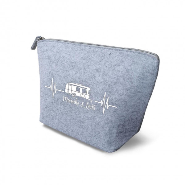 Wohnwagen Kulturtasche aus Filz 19x18x9 cm | Personalisiert | Kosmetiktasche mit Namen | Campingtasche | Camper | Geschenk | Camping – Bild 4
