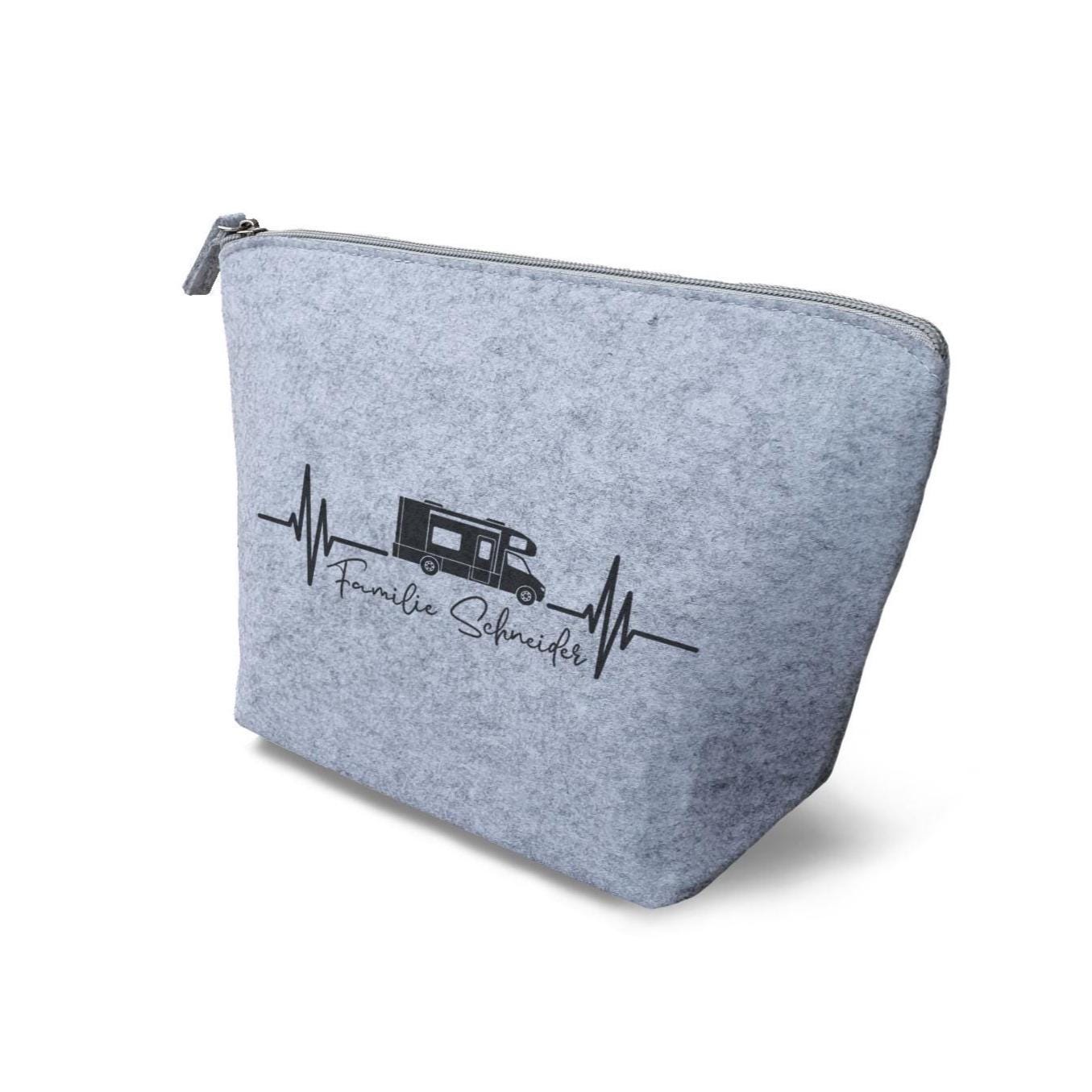 Wohnmobil Kulturtasche aus Filz 19x18x9 cm | Personalisiert | Kosmetiktasche mit Namen | Kulturtasche | Camping | Geschenk | Beauty Bag – Bild 2