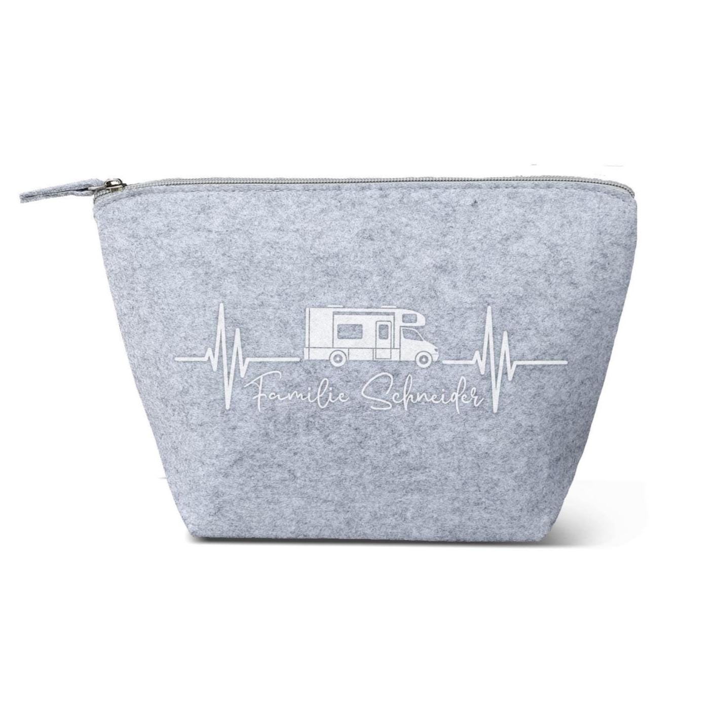 Wohnmobil Kulturtasche aus Filz 19x18x9 cm | Personalisiert | Kosmetiktasche mit Namen | Kulturtasche | Camping | Geschenk | Beauty Bag – Bild 3