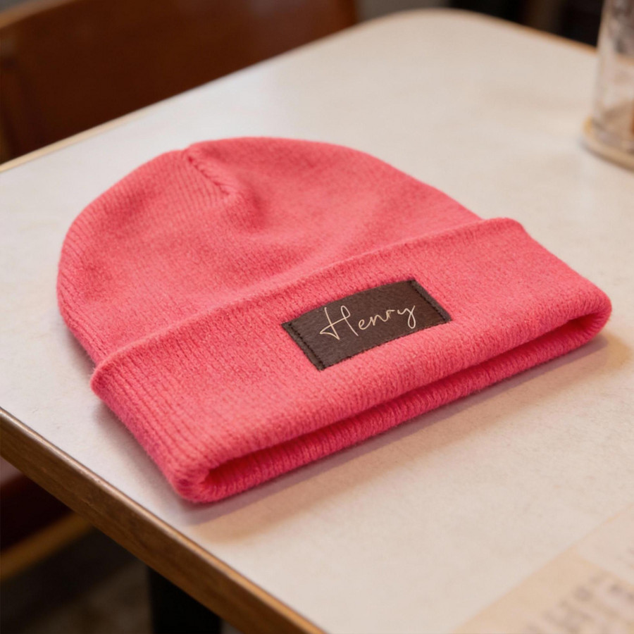 Kinder Mütze personalisiert | Hipster Beanie | Mütze | Wintermütze | Neon pinke Mütze mit Namen | Winter