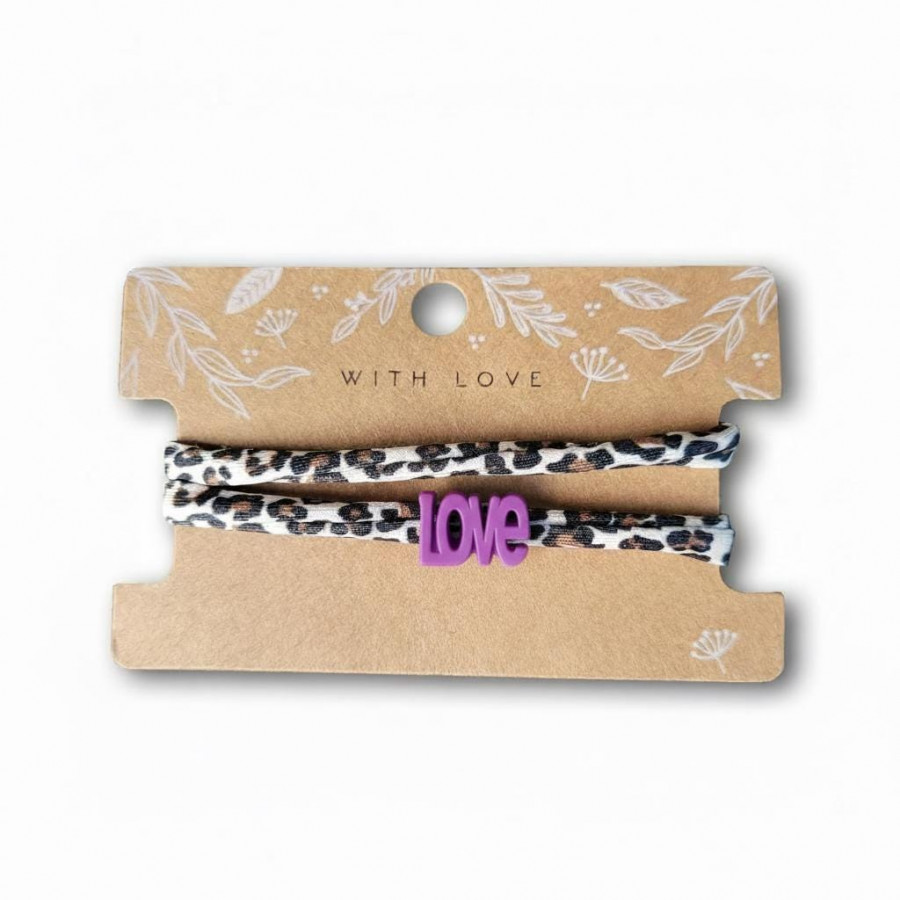 Elastisches Leo Armband mit dem LOVE Anhänger im Ibiza Style - in 7 Farben erhältlich