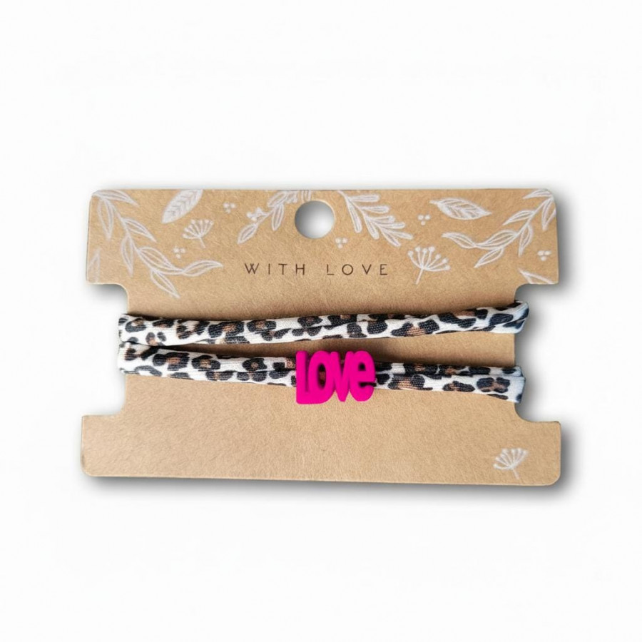 Elastisches Leo Armband mit dem LOVE Anhänger im Ibiza Style - in 7 Farben erhältlich