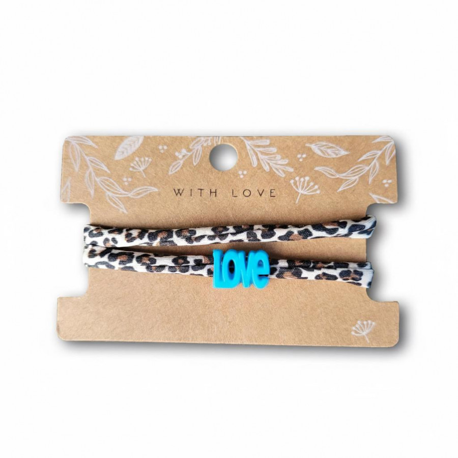 Elastisches Leo Armband mit dem LOVE Anhänger im Ibiza Style - in 7 Farben erhältlich