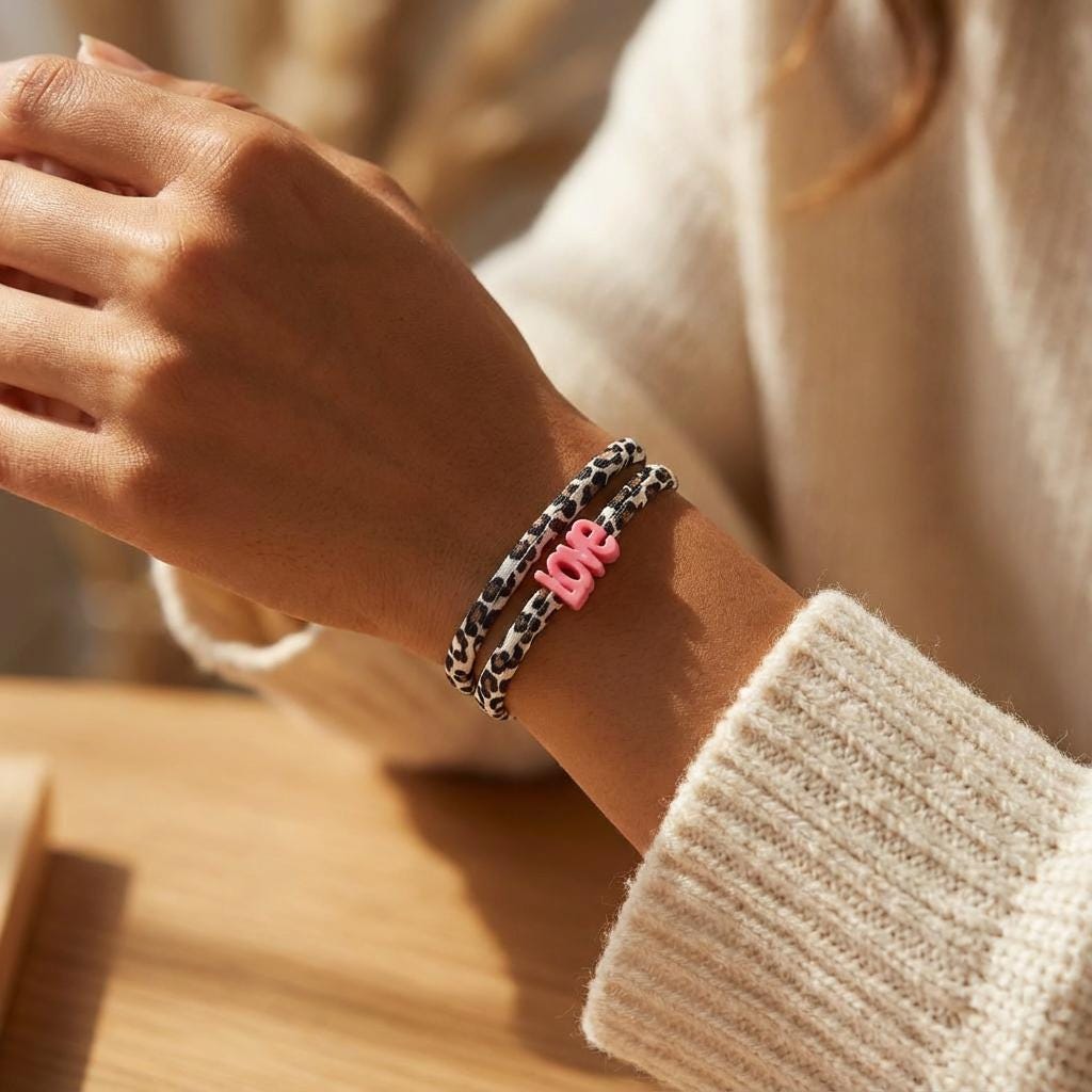 Elastisches Leo Armband mit dem LOVE Anhänger im Ibiza Style - in 7 Farben erhältlich – Bild 10