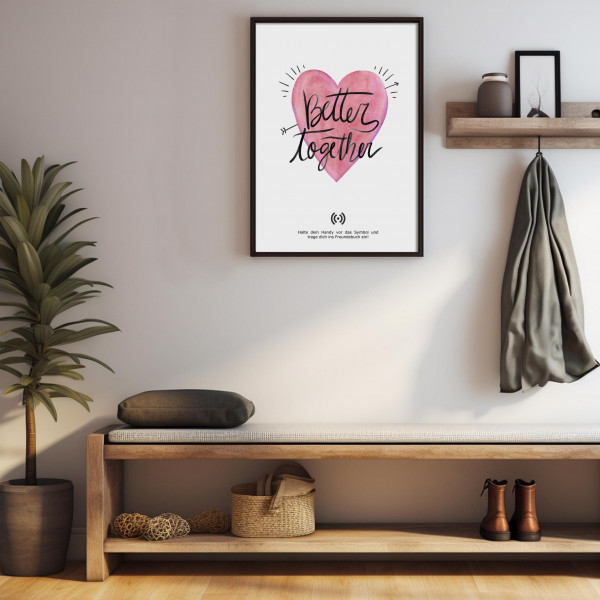 Stilvolles „Better together“-Poster mit integriertem NFC-Chip. Einfach scannen und dein persönliches, digitales Freundebuch öffnen. – Bild 3