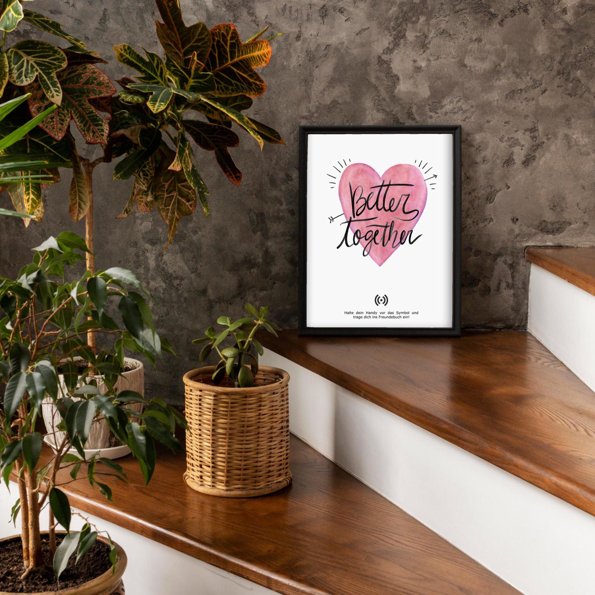 Stilvolles „Better together“-Poster mit integriertem NFC-Chip. Einfach scannen und dein persönliches, digitales Freundebuch öffnen. – Bild 4